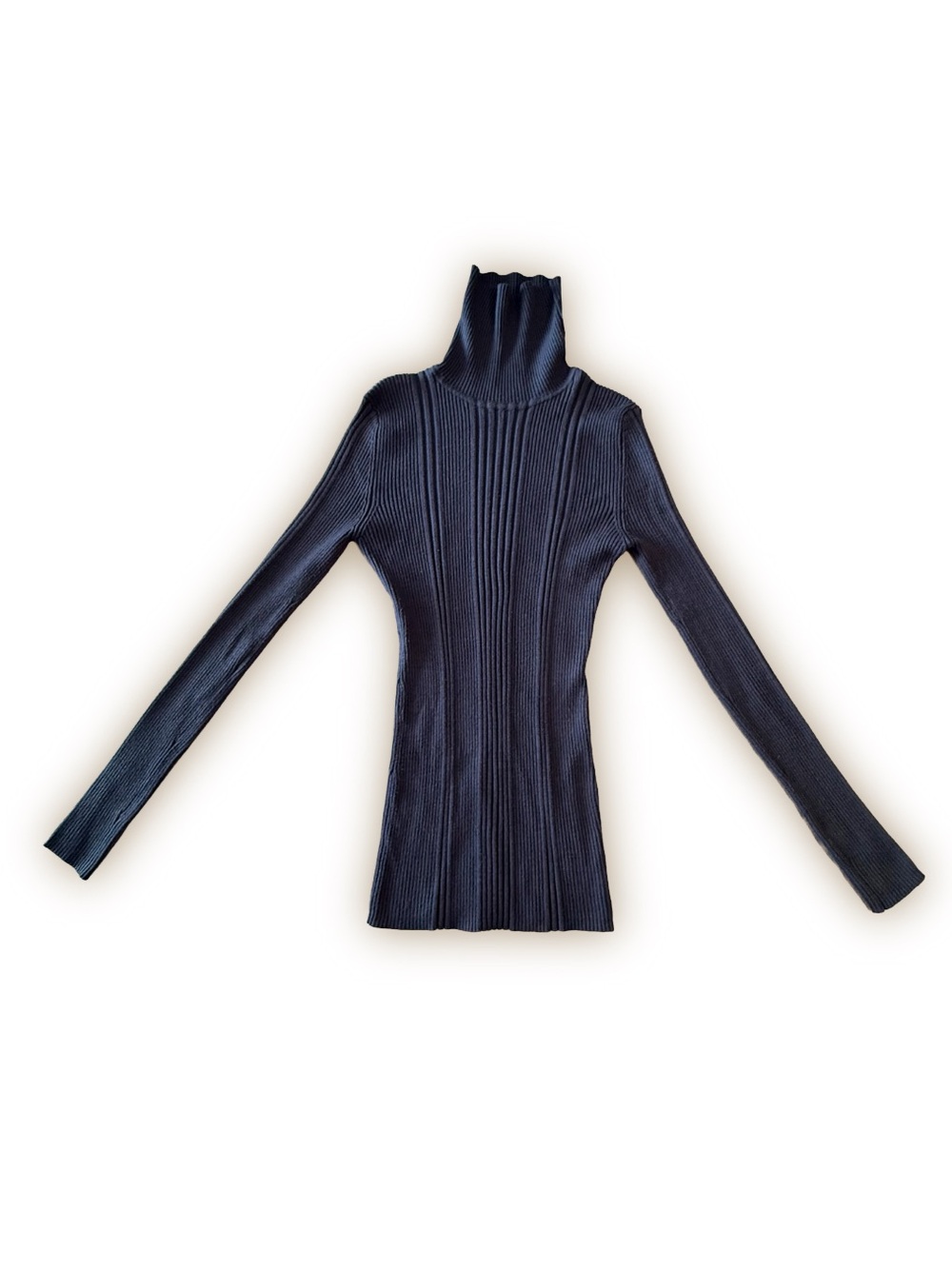 👖Navy Ribbed Turtleneck Sweater XS S 💙 Thick & Stretchy